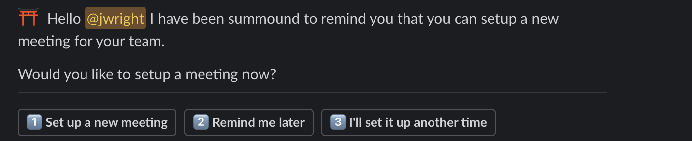 Screenshot of a message for the scheduled reminder