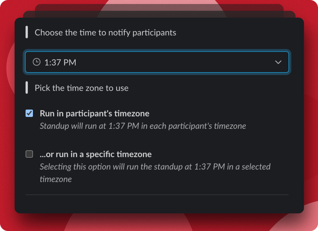 Screenshot of a modal for selecting the participant's timezone in Tatsu