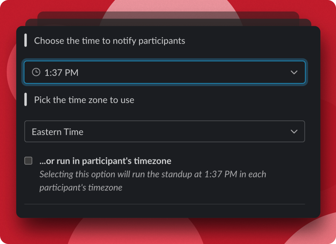 Screenshot of a modal for selecting the timezone in Tatsu